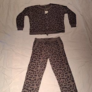 Barefoot Dreams Leopard Pajama Jogging Suit Set